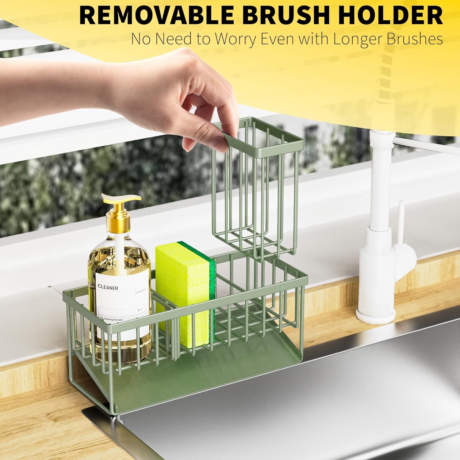 Stainless Steel Sink Organizer with Brush