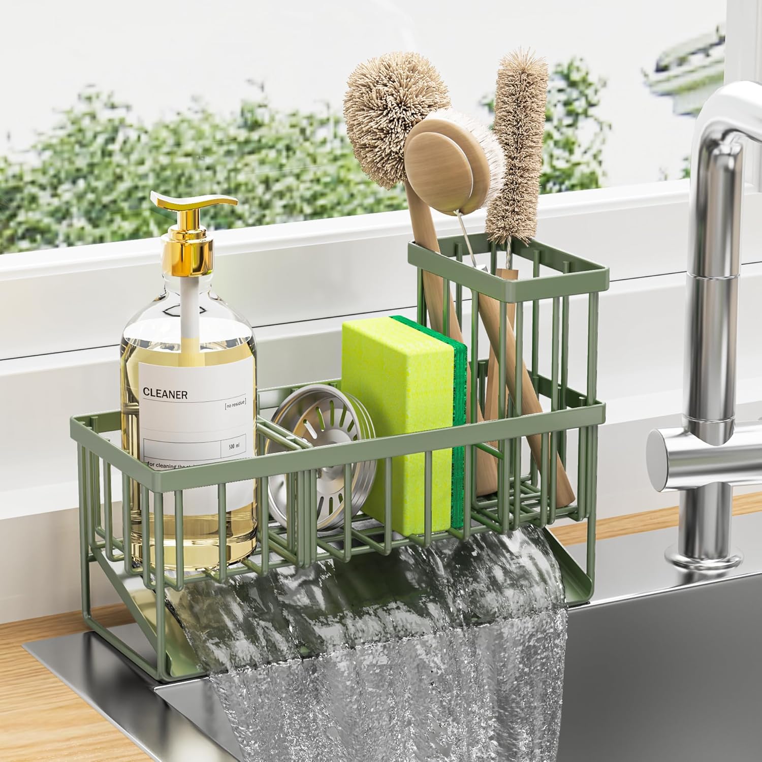 Stainless Steel Sink Organizer with Brush